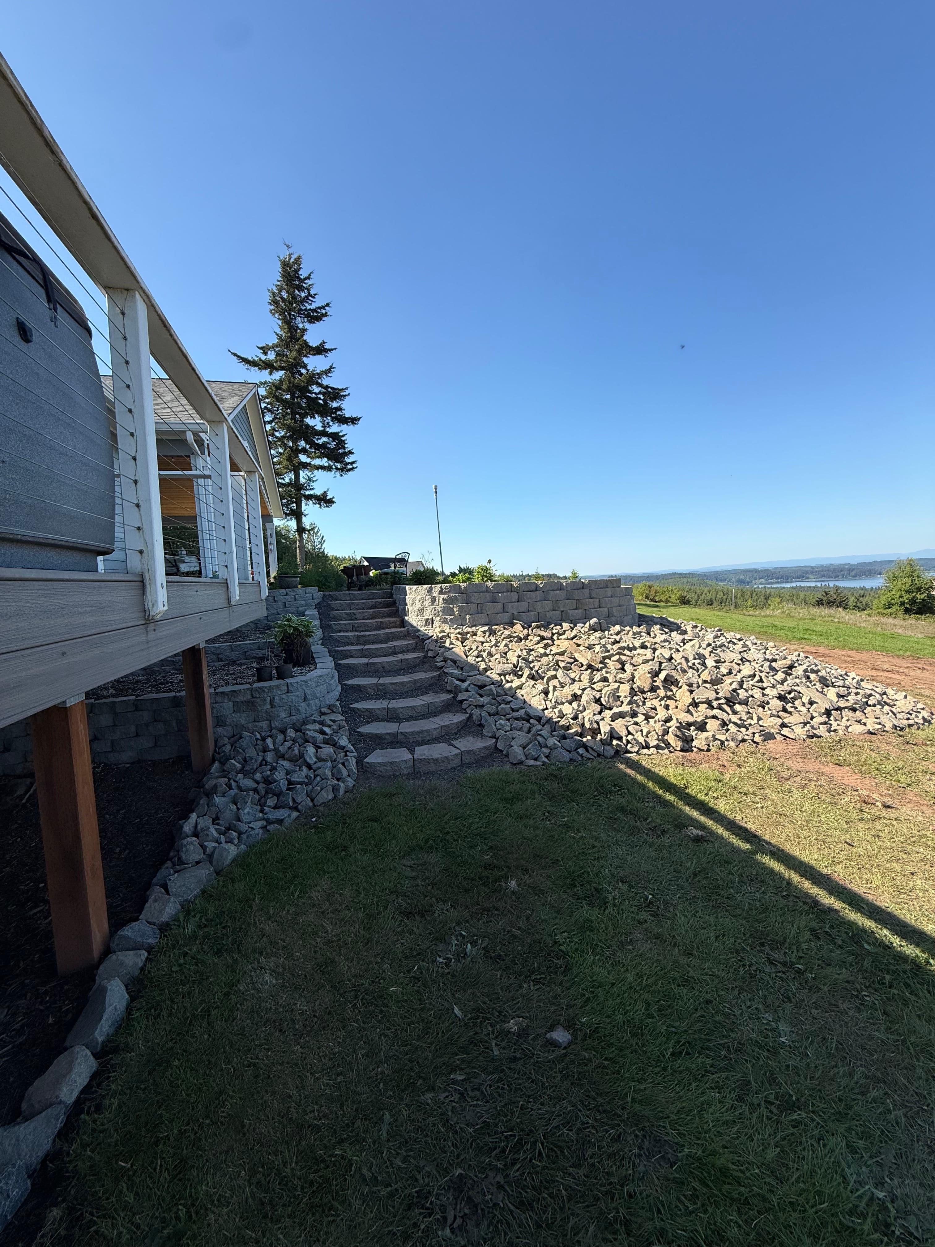 Project Backyard Retaining Wall and Stone Steps With a View image